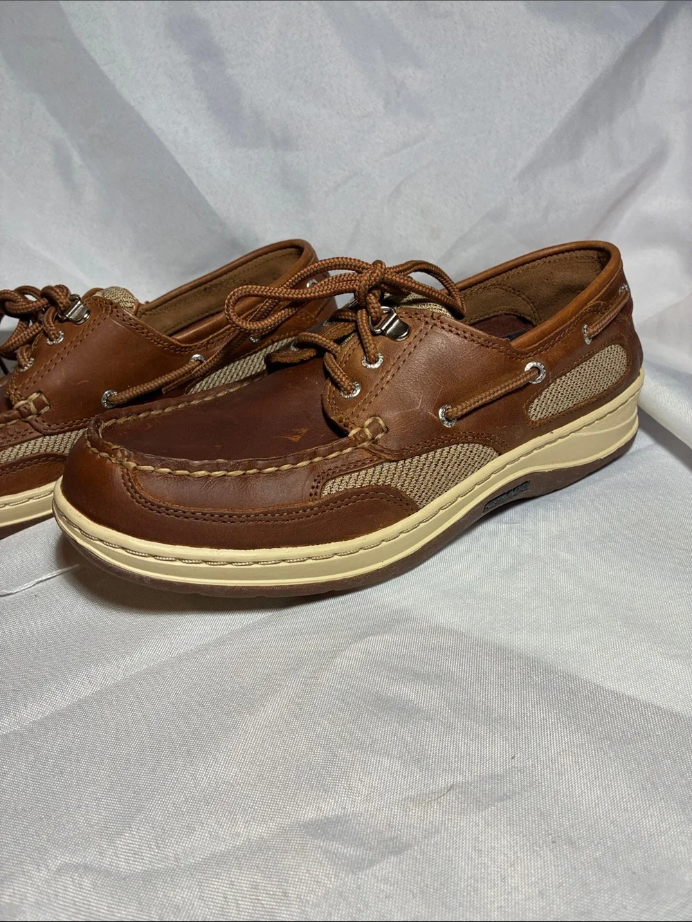 ✨Never Been Worn✨Sebago Tan Leather & Woven Panel Boat Shoes
